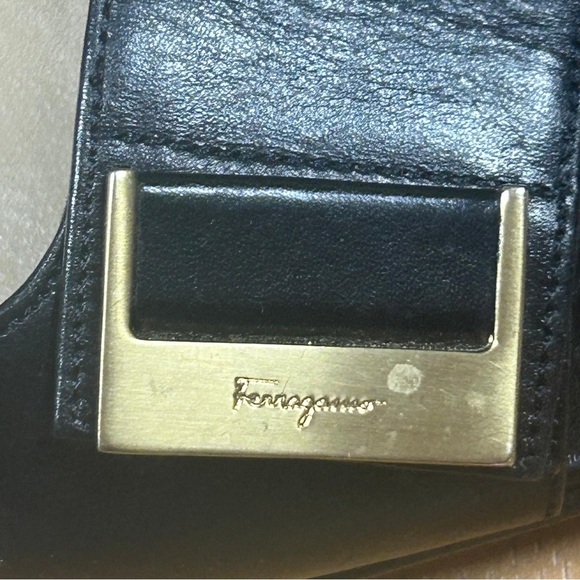 Salvatore Ferragamo Women’s Black and Gold Peep-Toe Heels - Picture 7 of 11